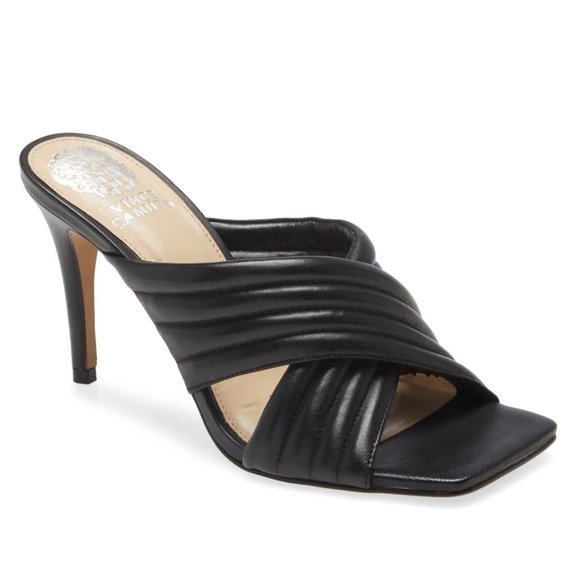 VINCE CAMUTO Black Sarendie Sandal Mule Heels - Picture 1 of 6